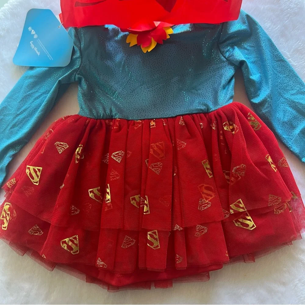Superman Kids Costume dress NWT 12 months girls with headband and removable cape